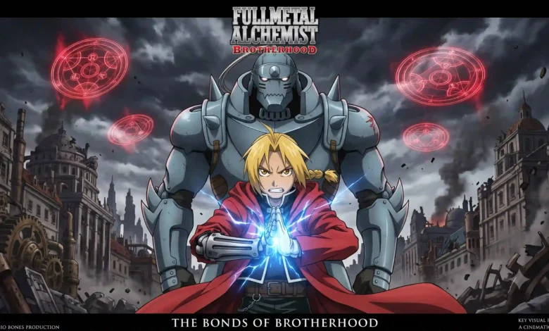 Fullmetal Alchemist watch order guide featured key visual art with Edward and Alphonse Elric
