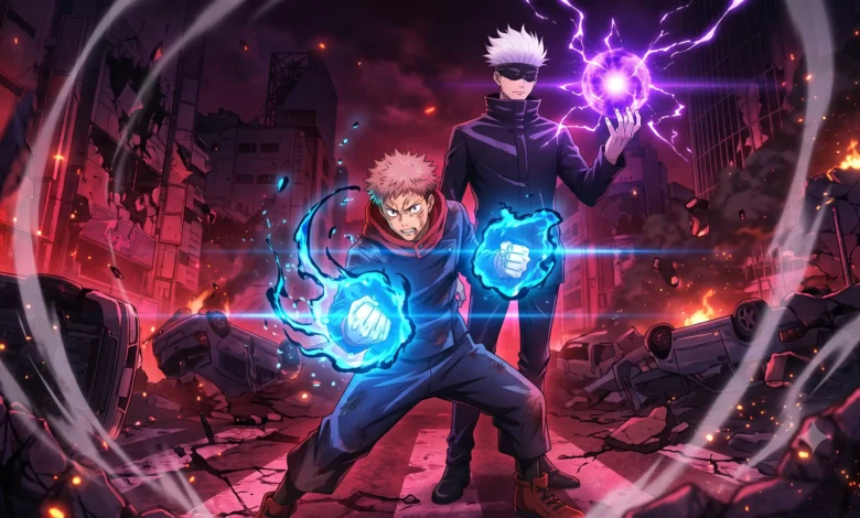 Jujutsu Kaisen watch order guide featured key visual art with Yuji Itadori and Gojo Satoru